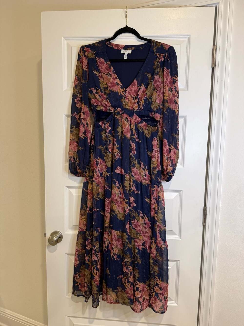 L Sofia Jeans by Sofia Vergara Floral Midi Dress